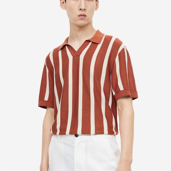 H&M Other - H&M Men’s Big & Tall Regular Fit Fine-knit Cotton Polo Shirt in Retro Rust 3XL